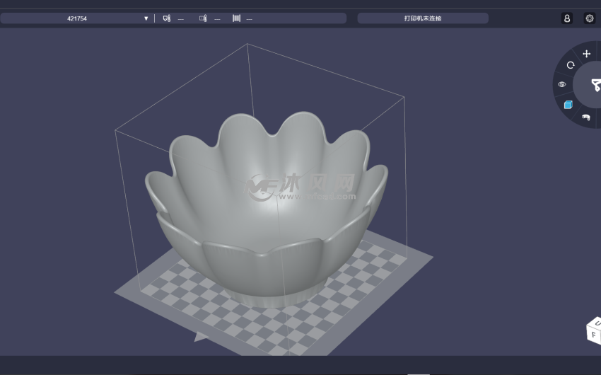 花边碗斜二测视图