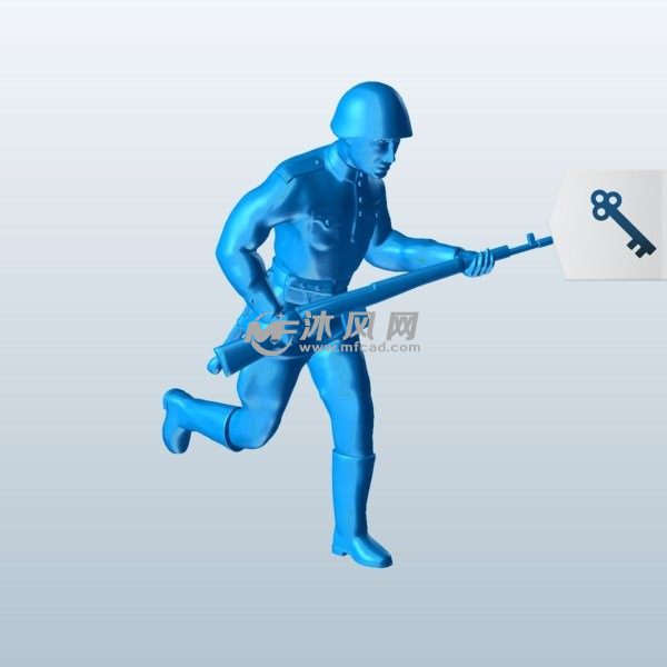 一个士兵抱着来复枪跑